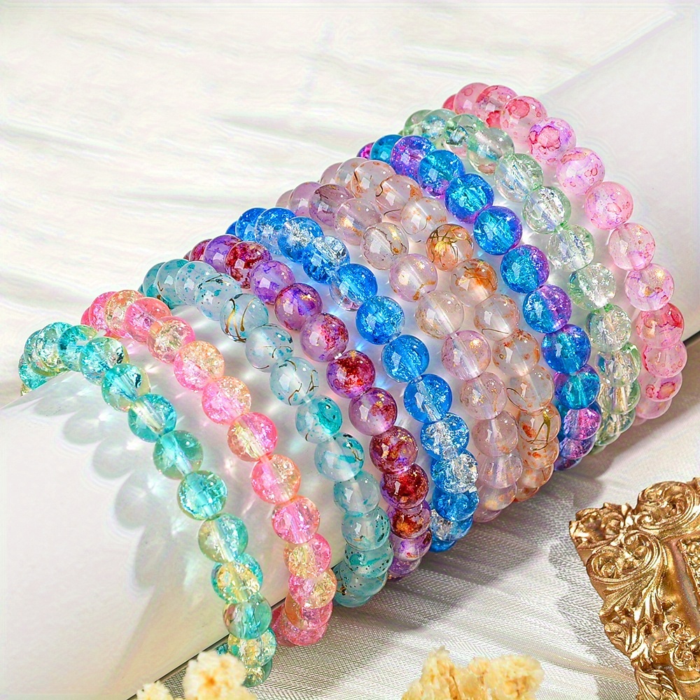 200pcs Mixed Colors 8mm Glass Beaded Bracelets Set