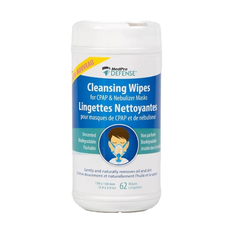 Defense Cpap Wipes | Gently Removes Oil and, Unscented, Lint-Free, Flushable | Ideal for Daily Cleaning of CPAP Masks