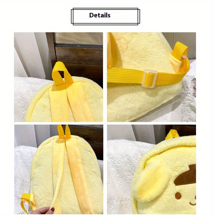 [Officially Licensed] Sanrio Plush Backpack Suitable for - Cute Y2K School Bag with Yellow Duck & Pink Rabbit Characters, Soft Lightweight Backpack, Large Capacity Bookbag Gift for, for Teenager