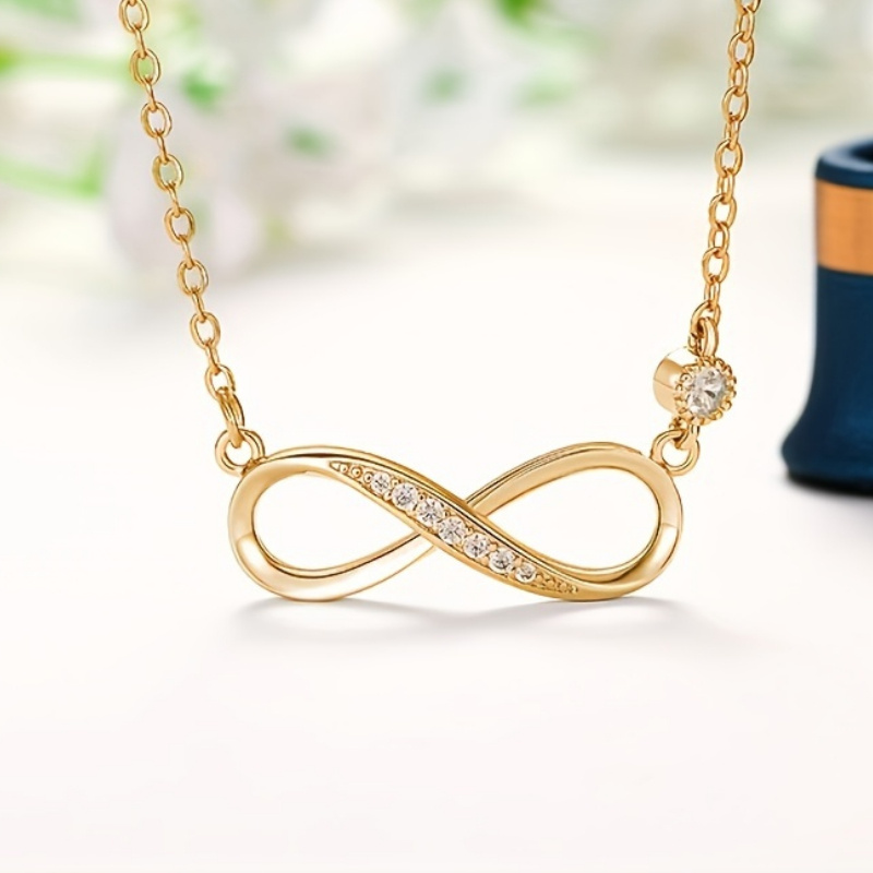 Women's Elegant Infinity Necklace with Synthetic Zirconia, Gift for Her
