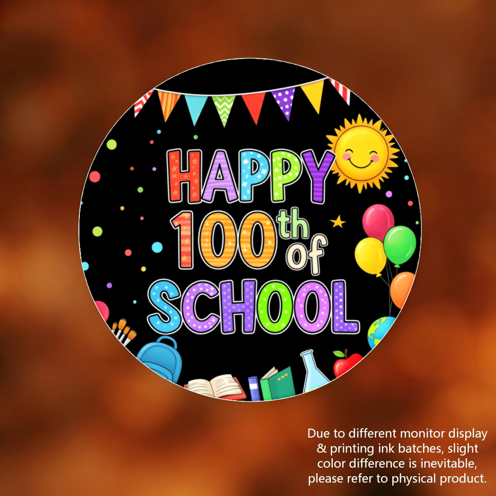 TEMU 24/48pcs Back-to-, Celebrating 100 Days Of School With Colorful Letters, Sun Balloons, And Study Supplies On Black Background. Back-to- - School