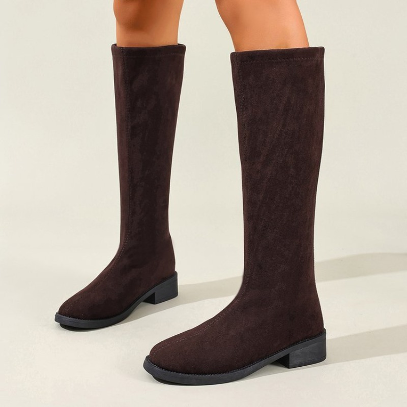 TEMU 2025 New Women's Mid-calf Boots, Lightweight, Versatile, And Stylish Brown Mid-calf Boots, Women Shoes