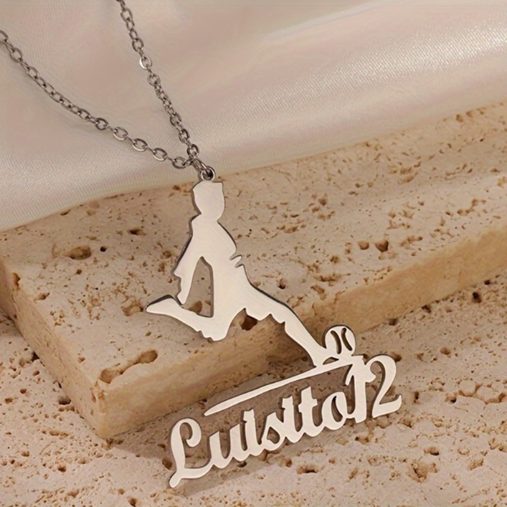 Personalized Football Player Silhouette Name Necklace