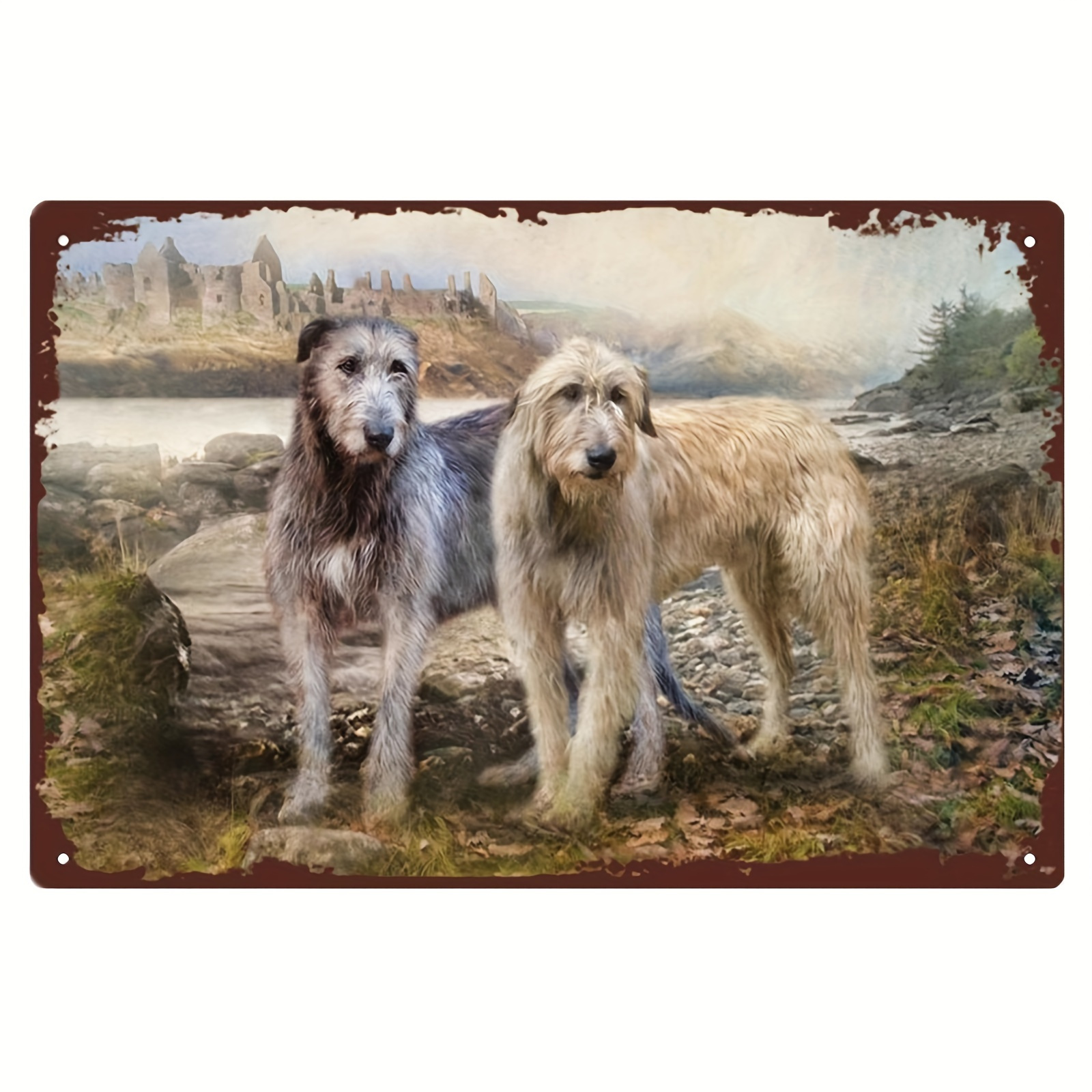 

Irish Wolfhounds Metal Wall Art, 8x12 Inch, High Print, Weather-resistant Aluminum Plaque, Pre-drilled For Easy Hanging, Indoor/outdoor Decor With