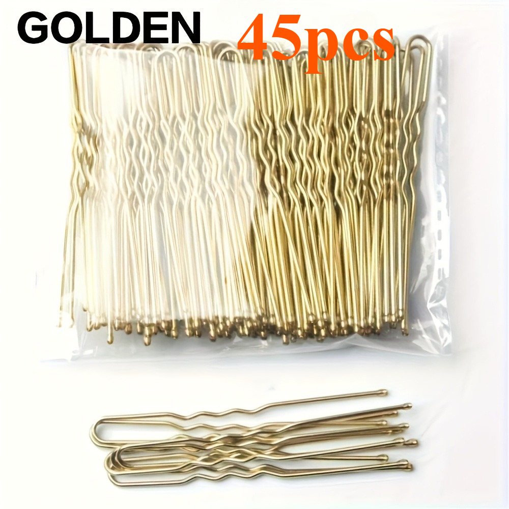 E-shop 45/90 Stück (Mengenrabatt) U-förmige Legierungs-Haarnadeln - 1,97 Zoll Metallwellen-Haarklammern für Zöpfe, Pferdeschwänze, Dutts,