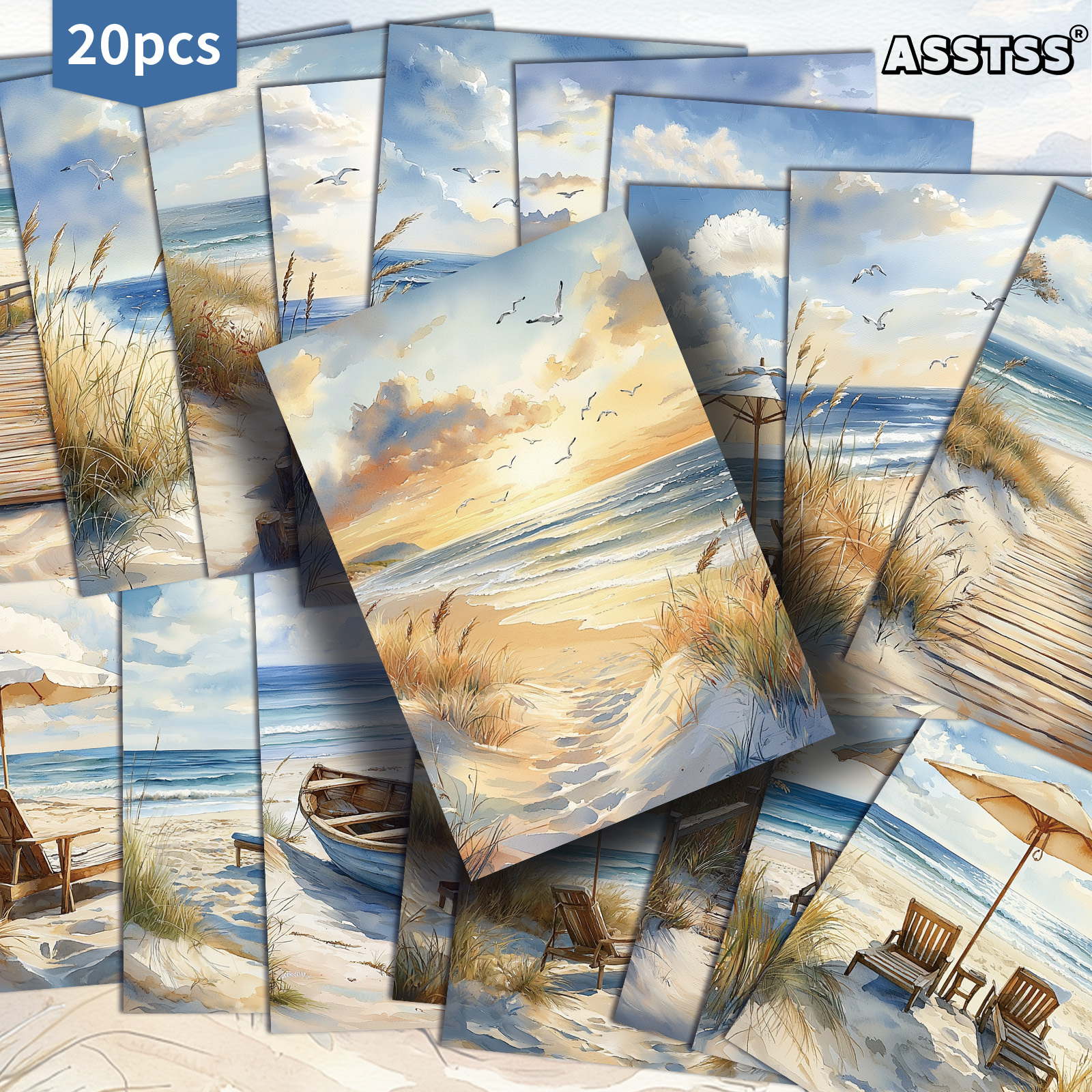 TEMU 20-pack Asstss Beach Postcards - 4x6 Inches Retro Junk Journal Supplies Paper, Scrapbooking Supplies, Collectible Decorative Painting Cards For