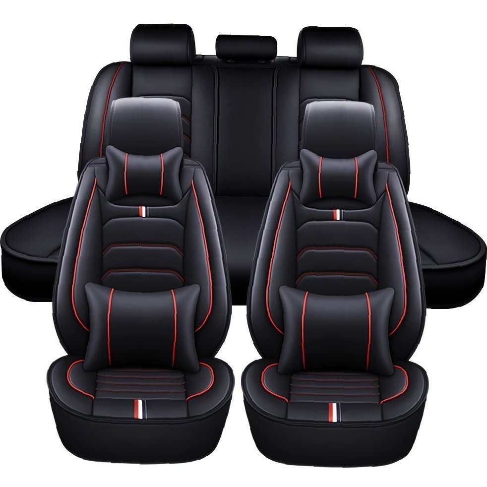 E-shop 5-Sitzer Universal Autositzbezüge Set, Premium Anti-Rutsch Design, Vollständiger Schutz für PKWs, LKWs, SUVs, Inklusive Kopfstützen Kissen