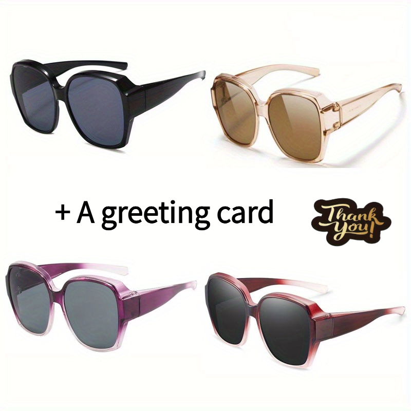 TEMU 4pcs Combination Gradient Suitable For, Driving, And Summer For Men And Women, With A Complimentary Greeting Card.