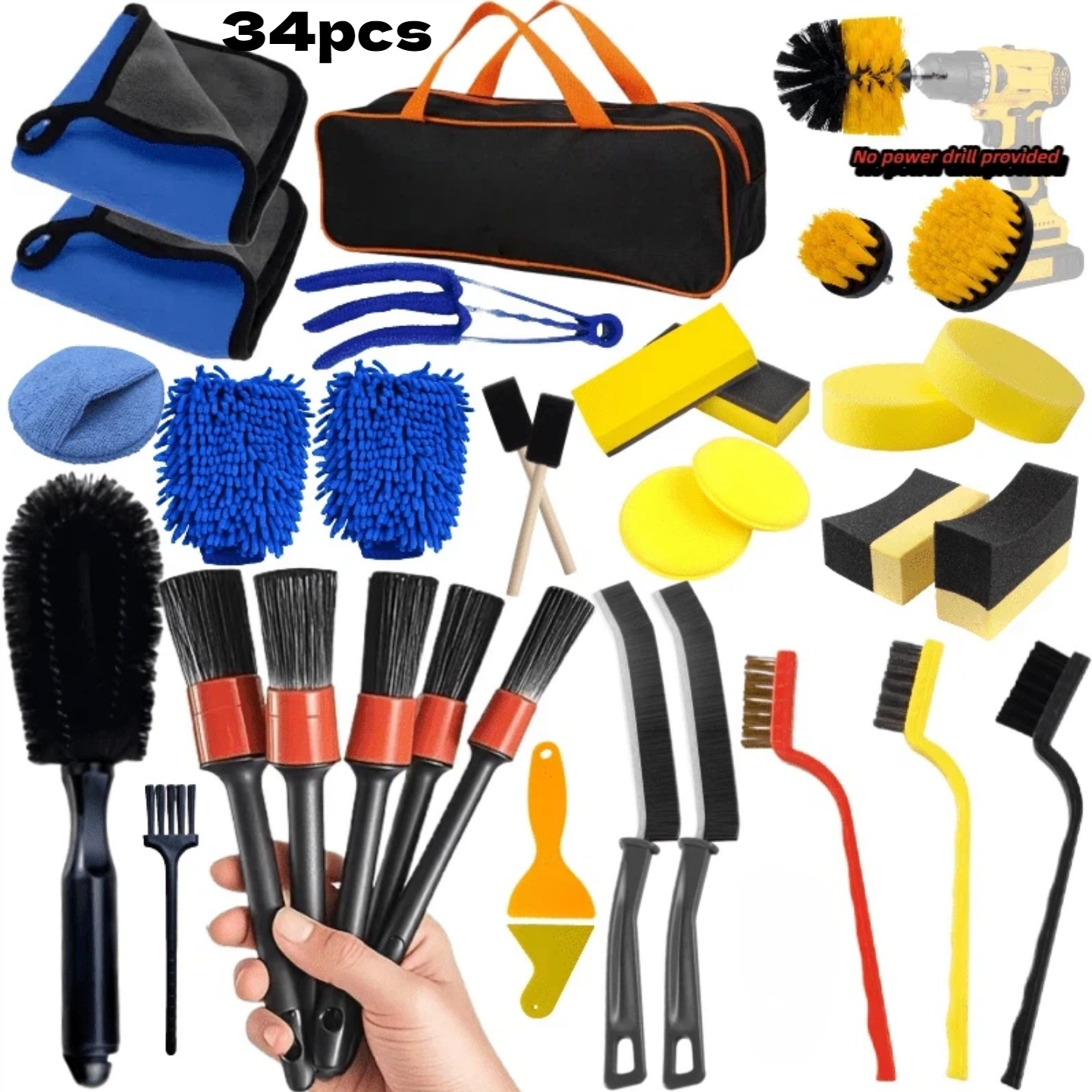 TEMU Kit de nettoyage et d'entretien automobile, ensemble d'outils de nettoyage automobile, brosses d'outils automobiles, brosses à épousseter, kit