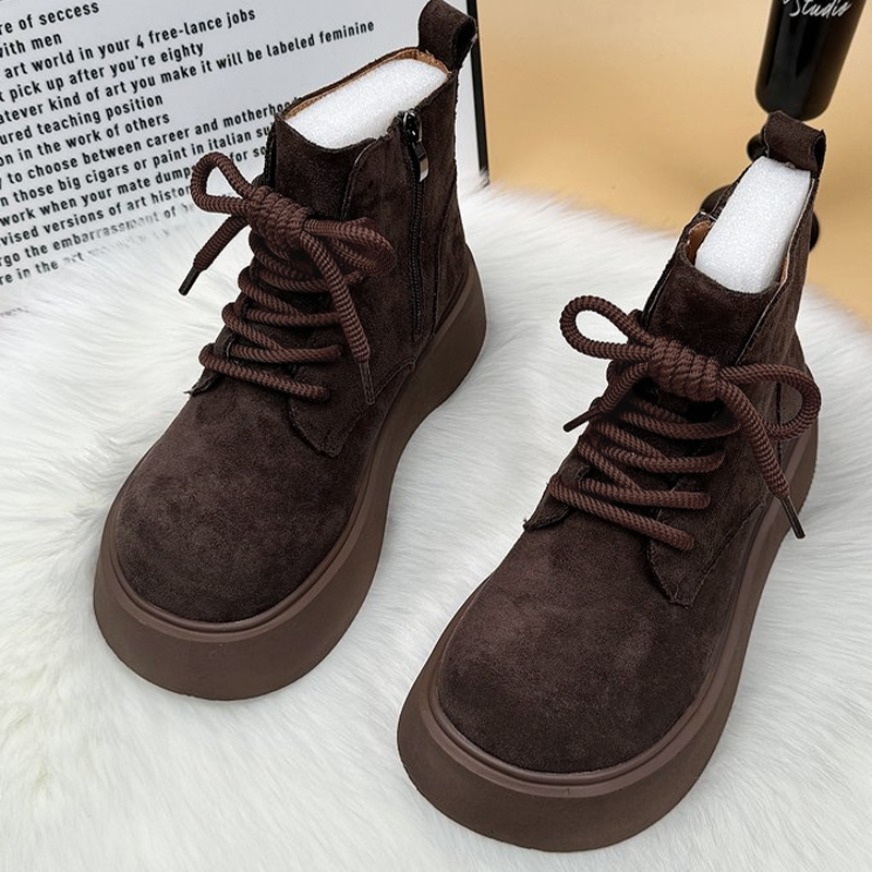 TEMU 6# Simple And Fashionable Temperament, Autumn And Winter New Thick Soled Women's Sponge Soled Women's Boots, Women Shoes