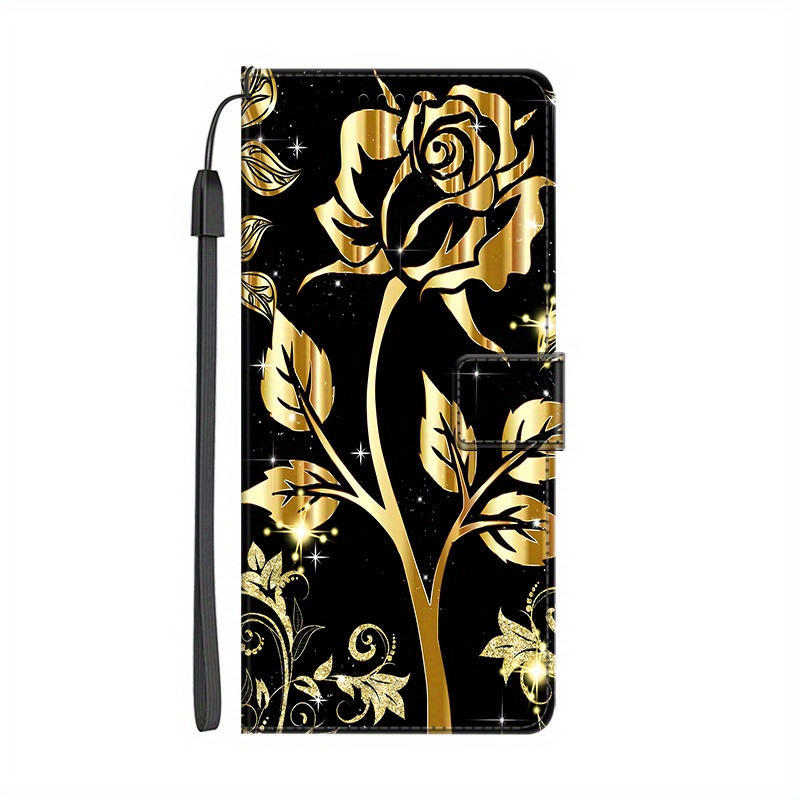 TEMU Étui téléphone : étui portefeuille magnétique PU à fleurs scintillantes avec support d pour Galaxy A42 A41 A40 A36 A35 A34 A33 A32 A31 A30 A26