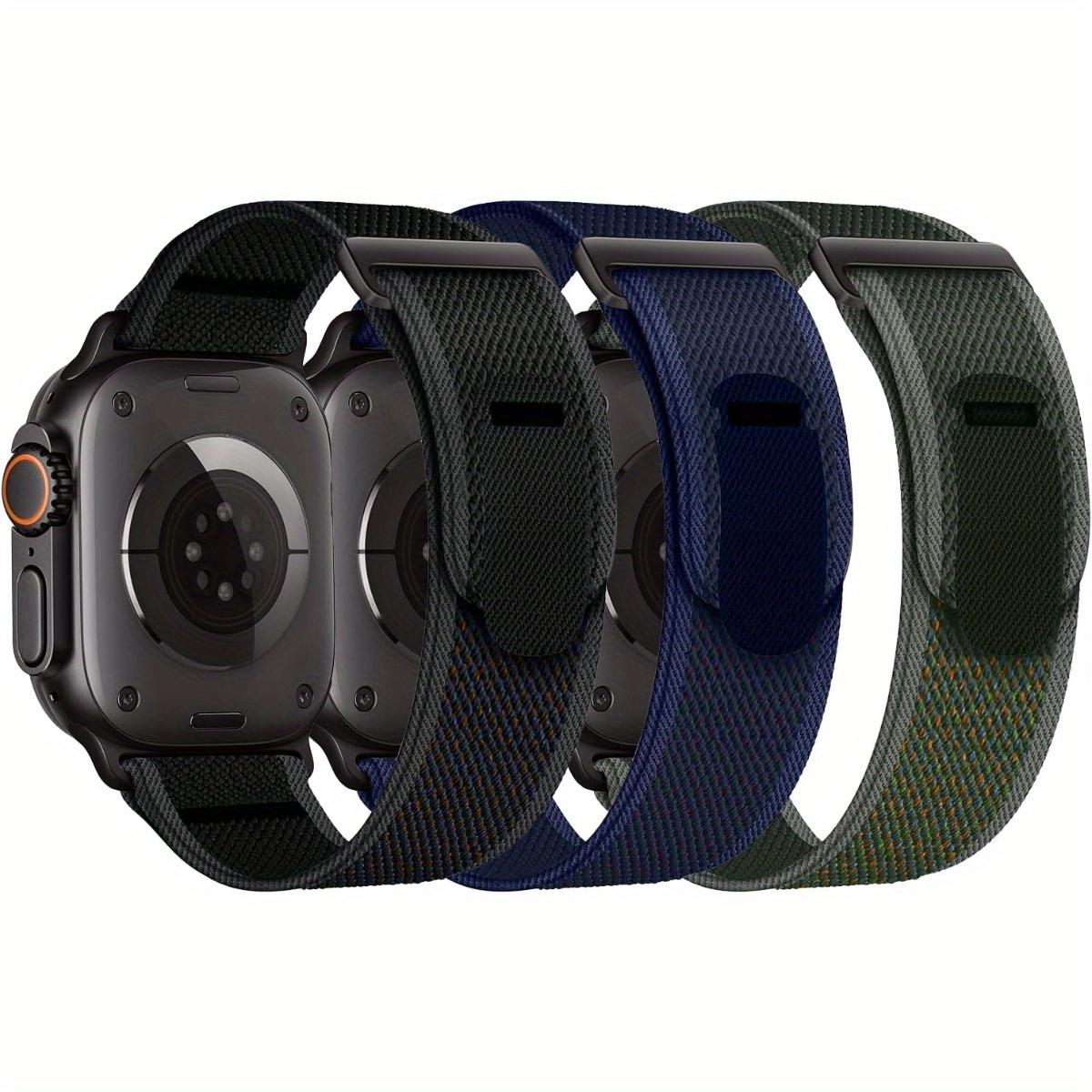 E-shop 3 Stück Ersatz-Smartwatch-Armband, Nylon-Geflechtband für Sportuhr, Zweiteiliges Wild Armband, Kompatibel mit Apple Watch Ultra 242/44/45/46/49