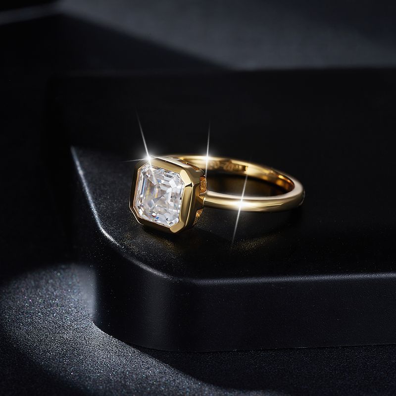 7mm Moissanite Bag Inlaid Square Copper Ring Women