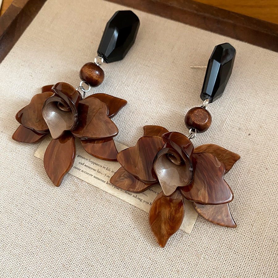 TEMU Un par de pendientes retro minimalistas con colgante de flor de resina, aretes Meillard de moda, aretes de de para mujer