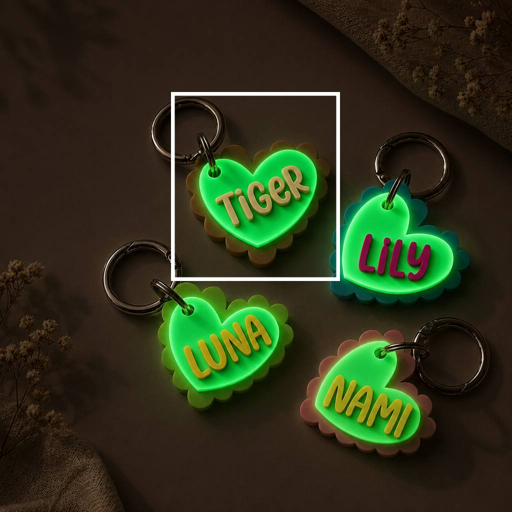 TEMU Custom Pet Glow Tags, Innovative High-brightness Luminous Design, Nighttime Continuous Glow And High Recognizability, Pet Anti-loss Collar Tags,