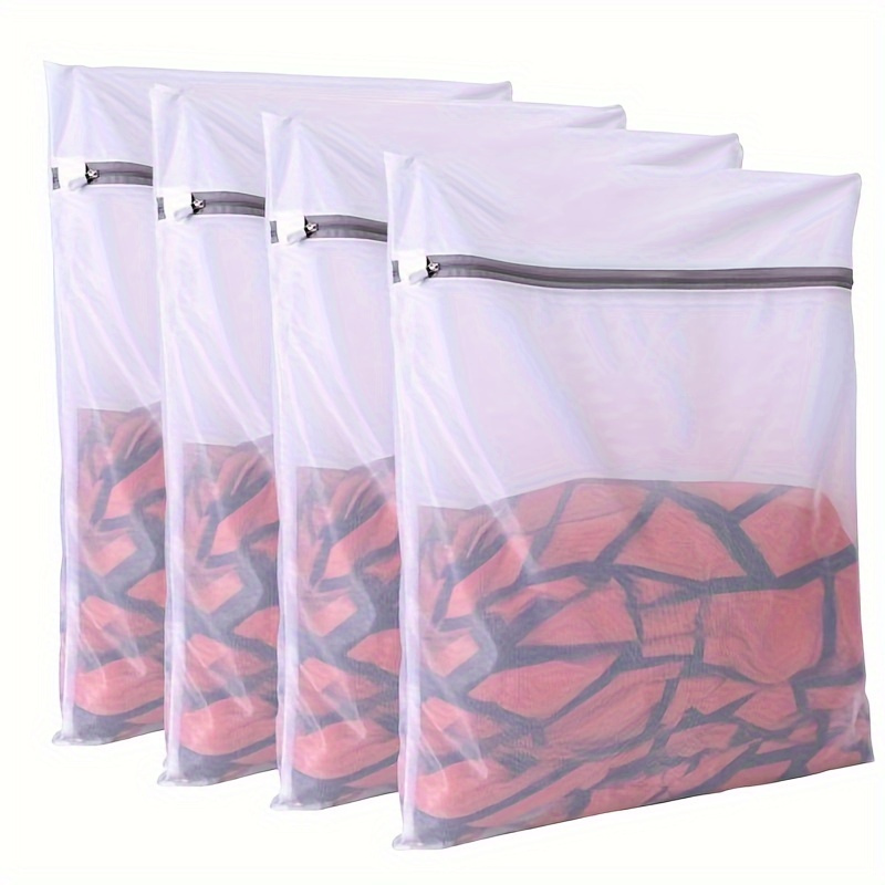 E-shop 4er-Pack Wäschebeutel aus Netzgewebe, 8,66 x 10,63 Zoll rechteckiger Wäschesack aus Polyester (PET), Reise-Wäschesack mit Reißverschluss,