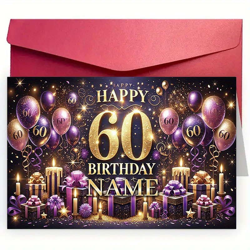 TEMU 1 Personalized Custom Name Happy Birthday Card With Envelope | High-quality Paper, Couples, Family, , Ideal Christmas Gift, , Lover, Holiday
