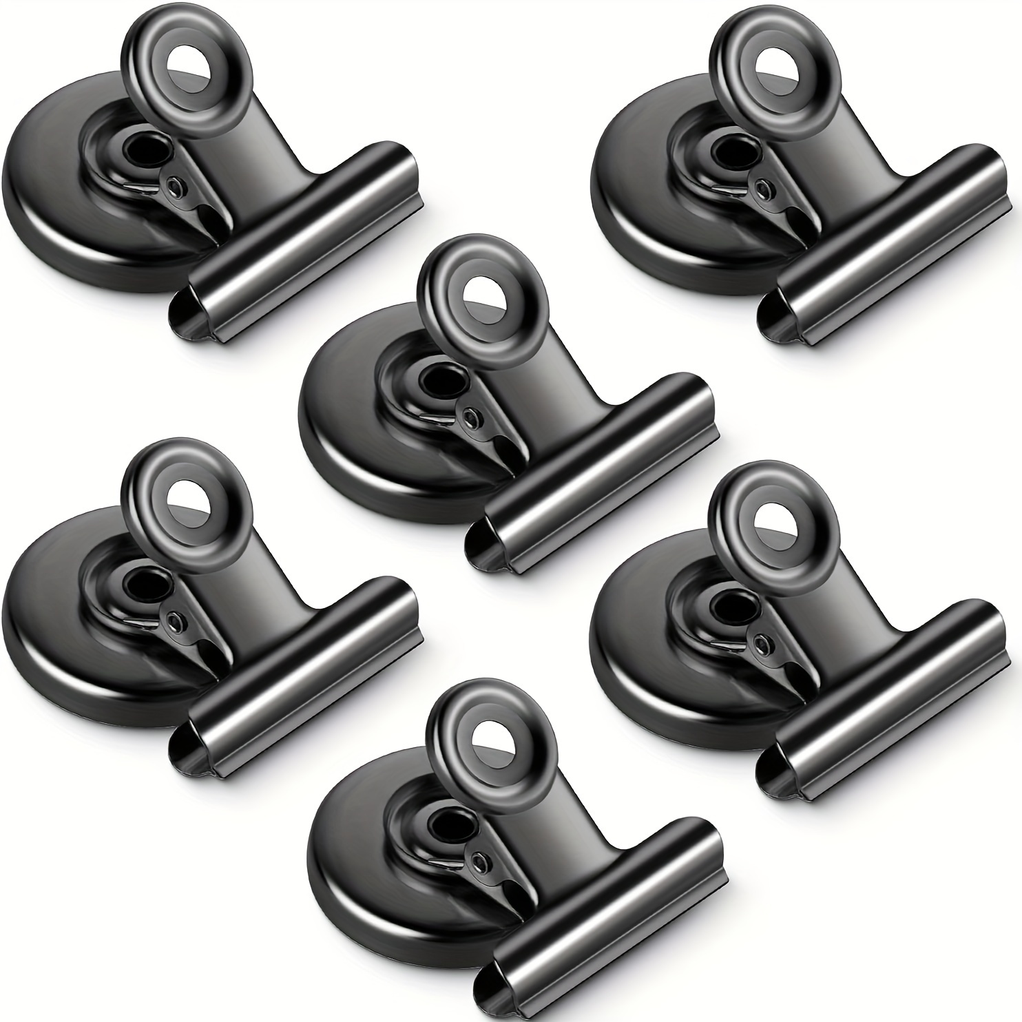 TEMU 6 Heavy-duty Refrigerator Magnets, Heavy Magnetic Clips, Suitable For Fridge Whiteboard Display, Household Heavy-duty Magnetic Clips, Black