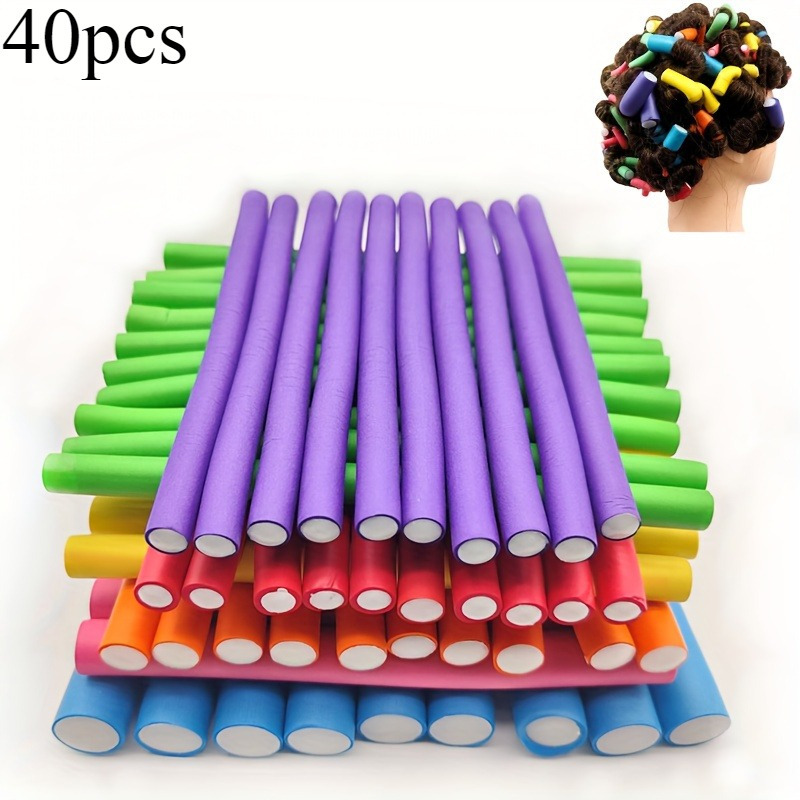 

40pcs Flexible Heatless Hair Roller Set - Twist Curling Rods For Diy Soft Foam , Easy Hair Styling Tools