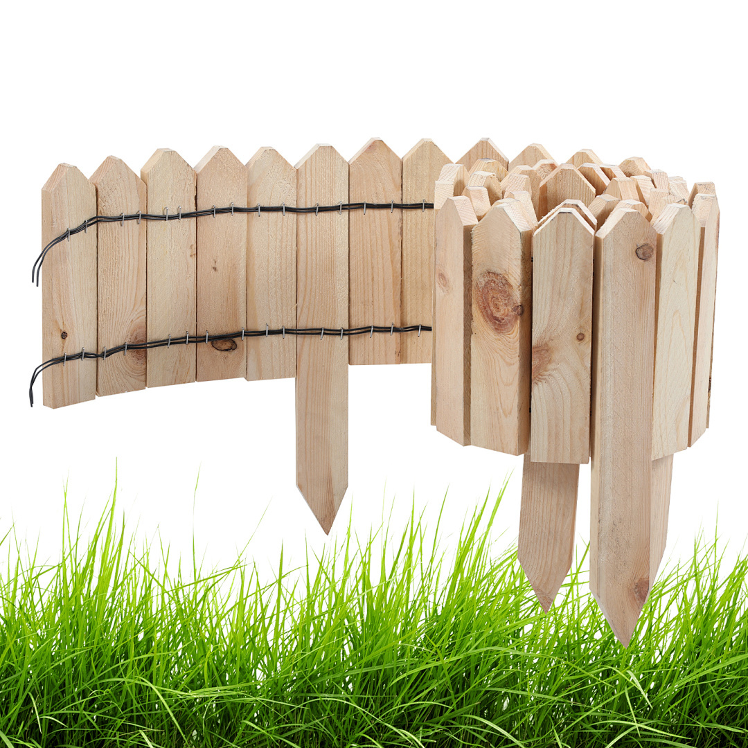 Image of Wooden Lawn Edging Garden Edging Bed Wood With Ground Spike Bed Edging / Colour Diy 200cm Length Flexible Fence Edging Border Path Edging Garden Wood Edging Mowing Edge 10 - 40cm Height