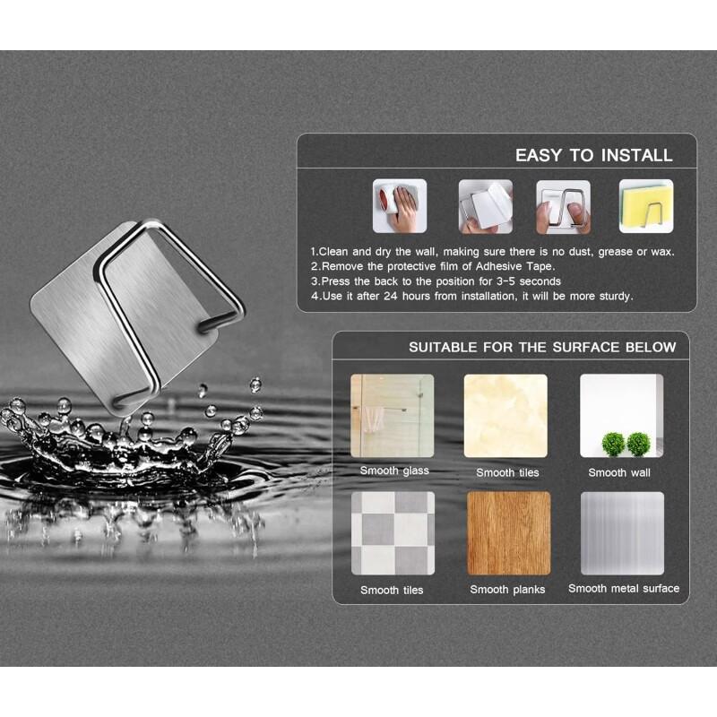 E-shop 4er-Set Premium Robuster, langlebiger Edelstahl Küchen- und Badezimmer Praktischer Klebe-Schwammhalter, Premium Praktischer Küchen-Organizer,