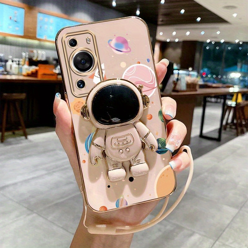 TPU trak za držalo telefona v vesolju za Huawei P60 Pro z stojalom na hrbtni strani