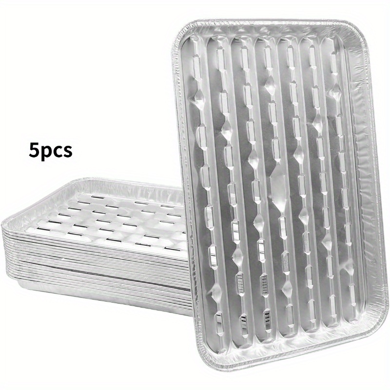 Image of 5pcs/ 10pcs Disposable Aluminum Foil Plate Food Containers, Used For Cooking, Heating, Storage, Picnic Food Preparation, Barbecuing, Baking, Frying And Cooking, Kitchen Utensils