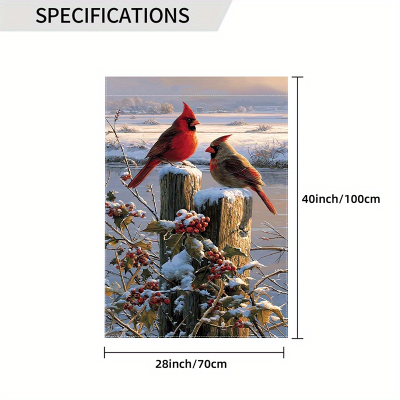 TEMU Gd-Dq07050013 - 1pc Drapeau de Jardin de Noël Cardinal Accueillant l'Hiver, d' et les Branches de Neige _4 (3) - 28X40 Pouces Drapeau de Jardin