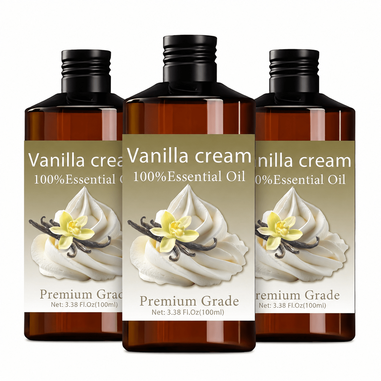 Image of Buy 2 Get 1 Free 3pcs * Vanilla Essential Oil, Moisturizing Hydrating Formula, Use, Suitable For Hair Care, Skin Care, Cleaning, Massage. Suitable For Types. Meditation Or . 300ml/ 10.15fl.oz