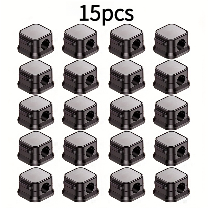 Image of Set Of 15 Magnetic Cable Holders, And Adjustable Non-slip Organizers For Cords Featuring C, Lightning, A, Micro, And Micro-hdtv Connectors, Designed For Black Desk And Vehicle Wiring