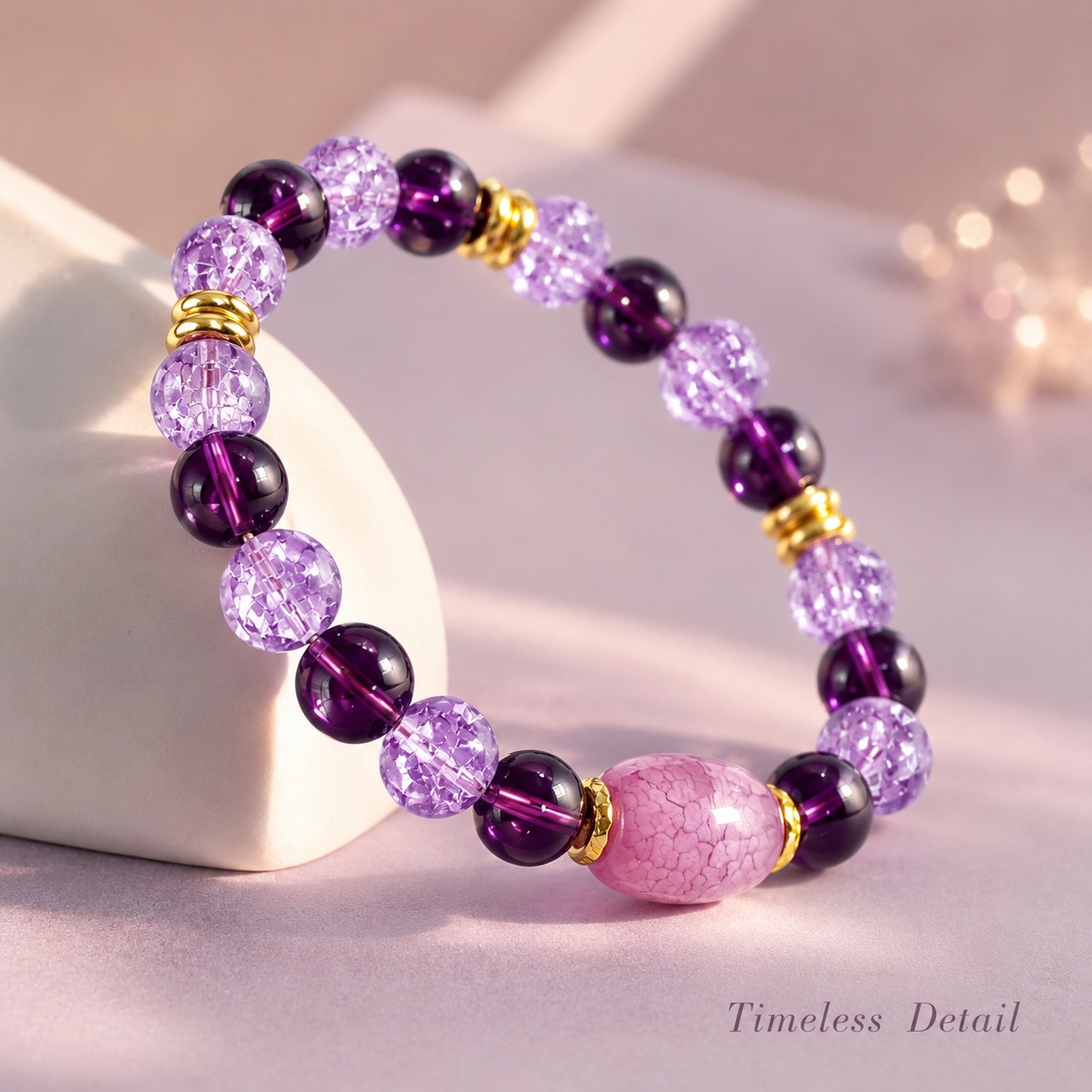 Natural Stone Purple Agate Texture Bracelet, Unisex Gift