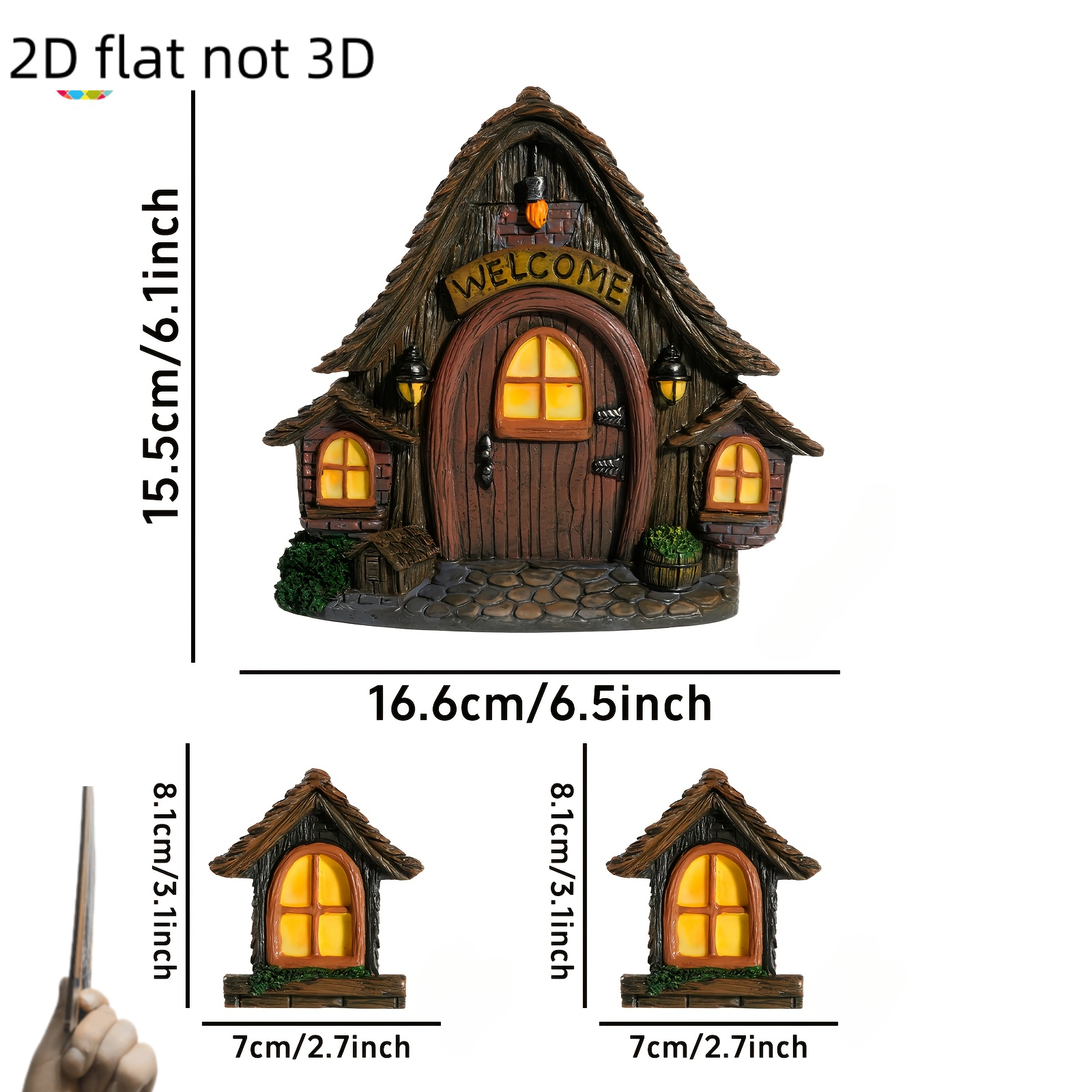 TEMU 3pcs 2d Flat, Fairy Garden Decorative Additions, Miniature Fairy Garden Additions, Elf Door And Window Wall Hangings For Stump Decoration, Fairy