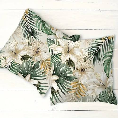 2d flat 2pcs leaf outdoor cushions green and patio furniture seat pillows all weather durable twill fabric zippered removable cover for deep seats swings holiday decor suitable for christmas halloween thanksgiving