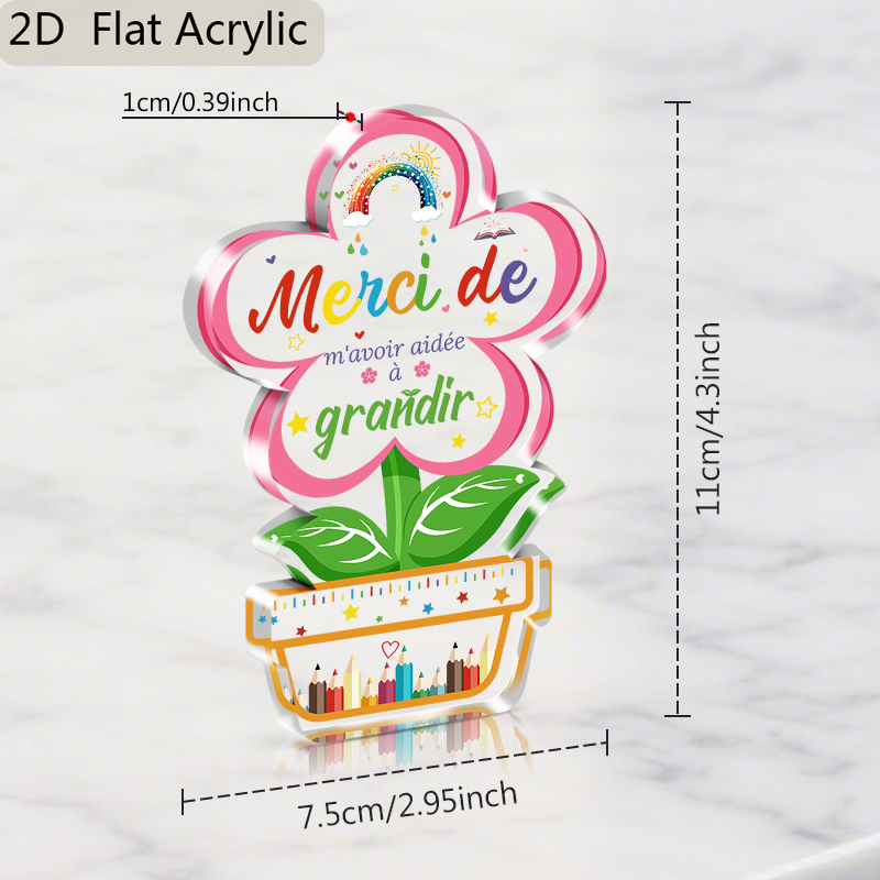 TEMU 2d Flat, 1pc Christmas Gift, French Whimsical Floral Acrylic Desktop Decoration Suitable For Birthdays, Graduations & Teacher Gifts - Elegant