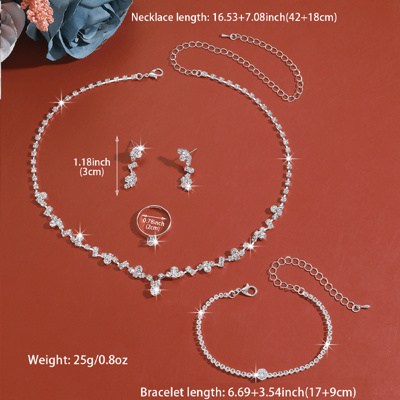 Silvery Irregular Flash 4pcs Jewelry Set with Necklace and Earrings