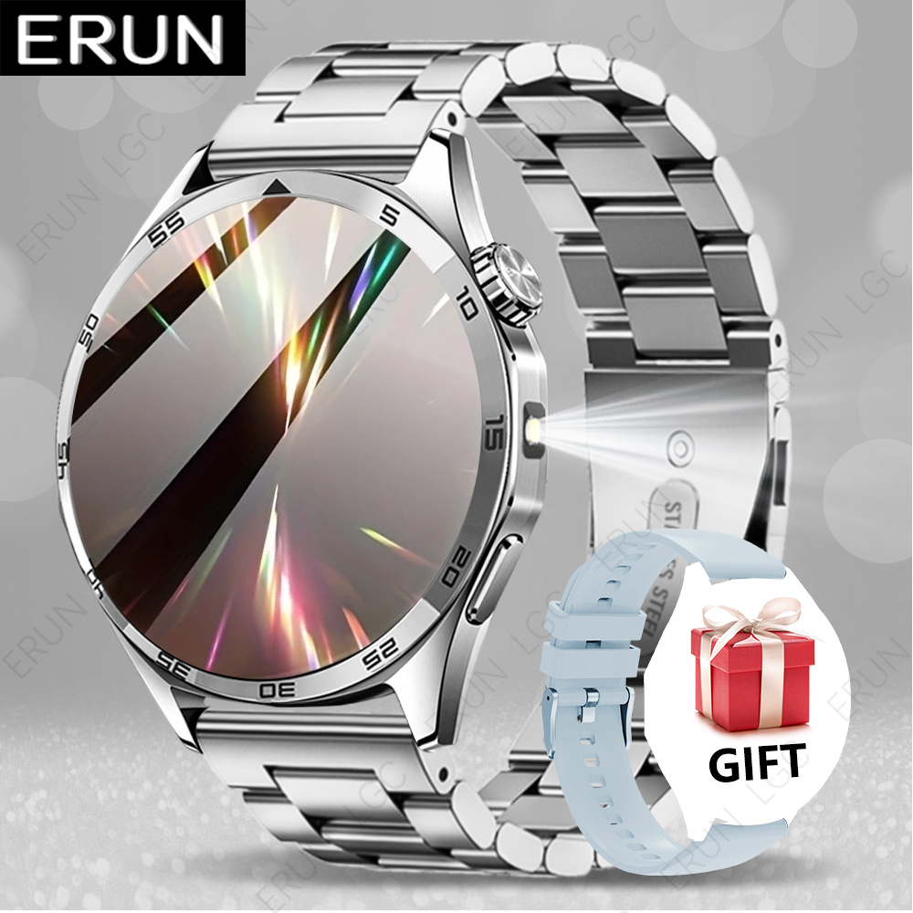 Image of Erun Men's Smartwatch Compatible For Iphone , Wireless Fitness With Wireless Calling/sms Alerts, Hd Tft Display, Step Counter,, Led Flashlight, Pedometer, Smartphone Notifications, Watch Gift