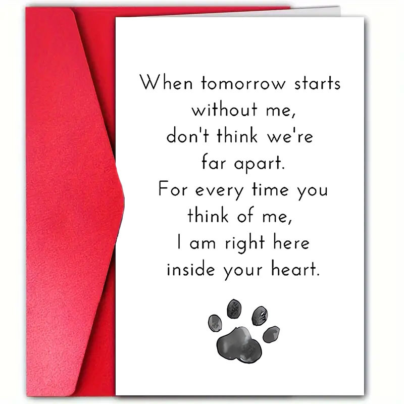 TEMU 1 Condolence Card For The Loss Of A Pet, To Dog Or Cat Lovers, Made Of High-quality Paper, Includes An Envelope, For A Friend Or