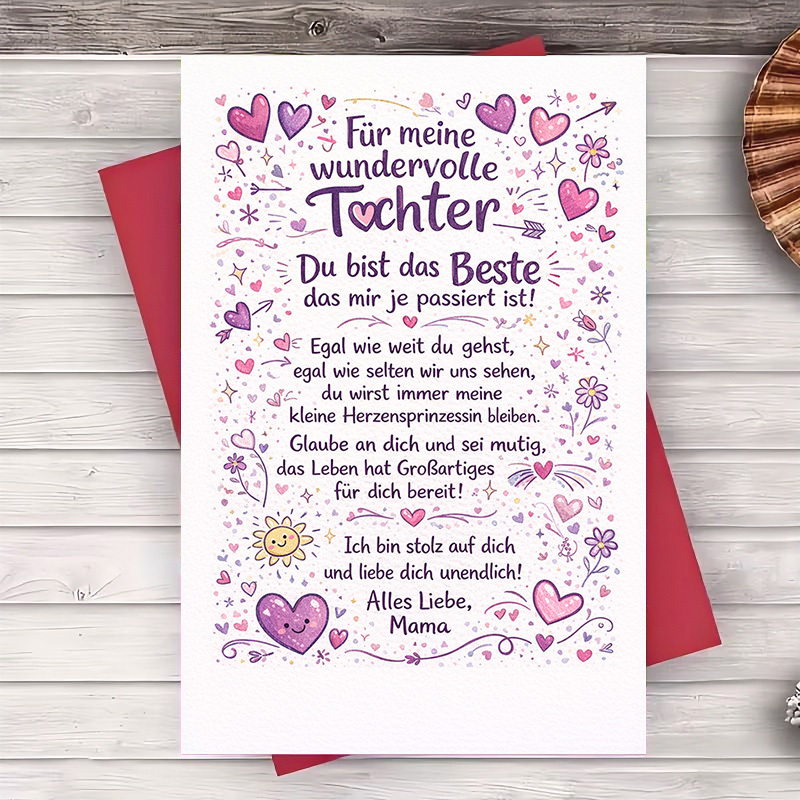 Image of 2pcs (one Envelope And 1 Greeting Card) Daughter Greeting Card From Mom For Special Occasions Expressing Love Pride And Encouragement Perfect For Birthdays Or Giftsgreeting Card
