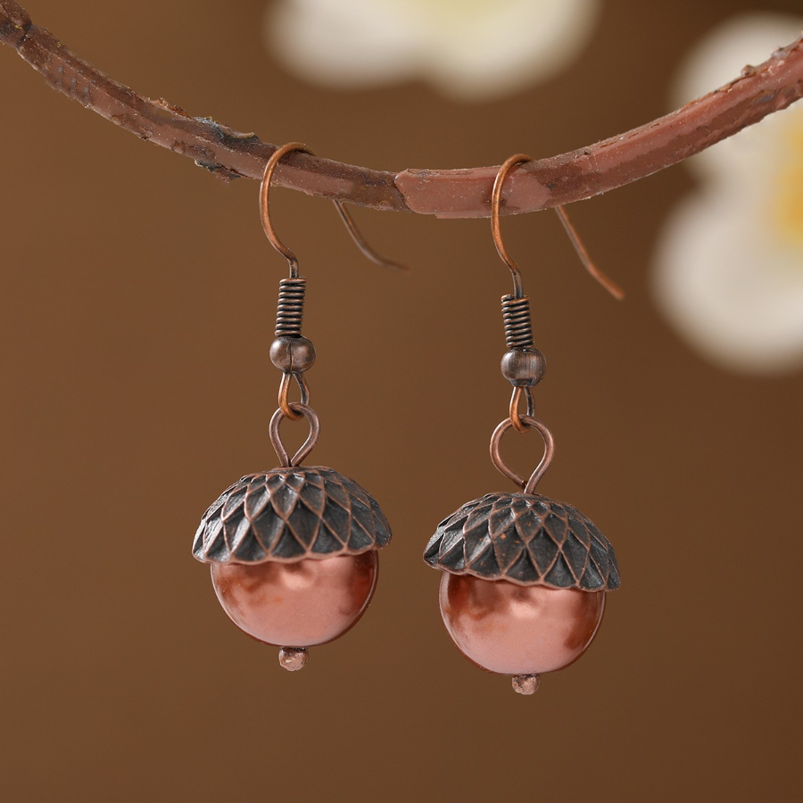 E-shop Damen Vintage Elegante Eichelförmige Anhänger Ohrringe – Ideal für den , Partys & besondere Anlässe, Retro Ohrschmuck für Casual Pendeln, ,