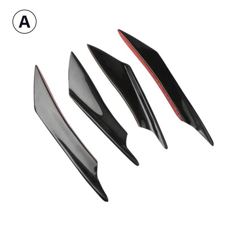TEMU 4pcs Car Front Bumper Side Canards Splitter Fins Universal Black Front Bumper Door Anti-collision Belt Bumper Guard