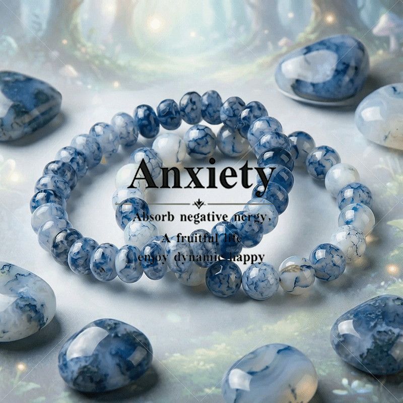 E-shop 2 Stück Handgemachte Bohemian Blau & Weiß Perlen-Armbänder mit Elastik – Anziehung, Glücksschmuck Geschenk geeignet für Partys, Casual Outfits