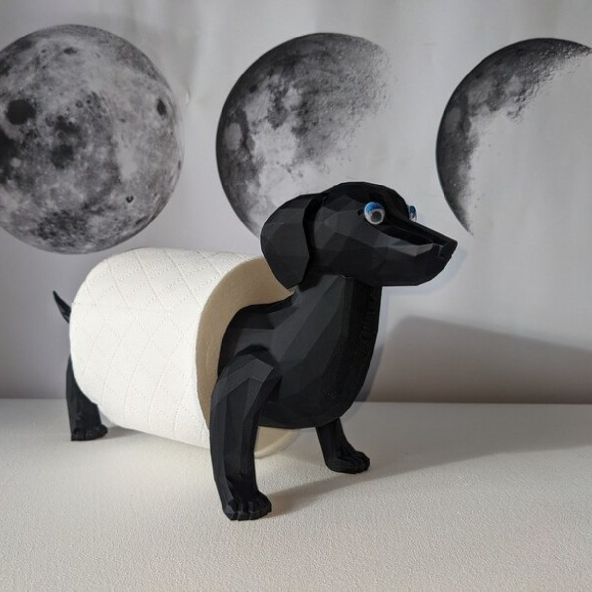 TEMU 3d Dachshund-shaped Toilet Paper Holder - (no Drilling) Freestanding Resin Dog Bathroom Roll Dispenser, Cute Puppy Tissue Stand For Pet Lovers, Accessory & Unique Housewarming Gift