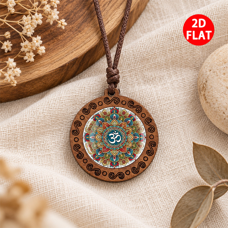 Buddhist Elements 2D Flat Pendant Necklace, Unisex Gift