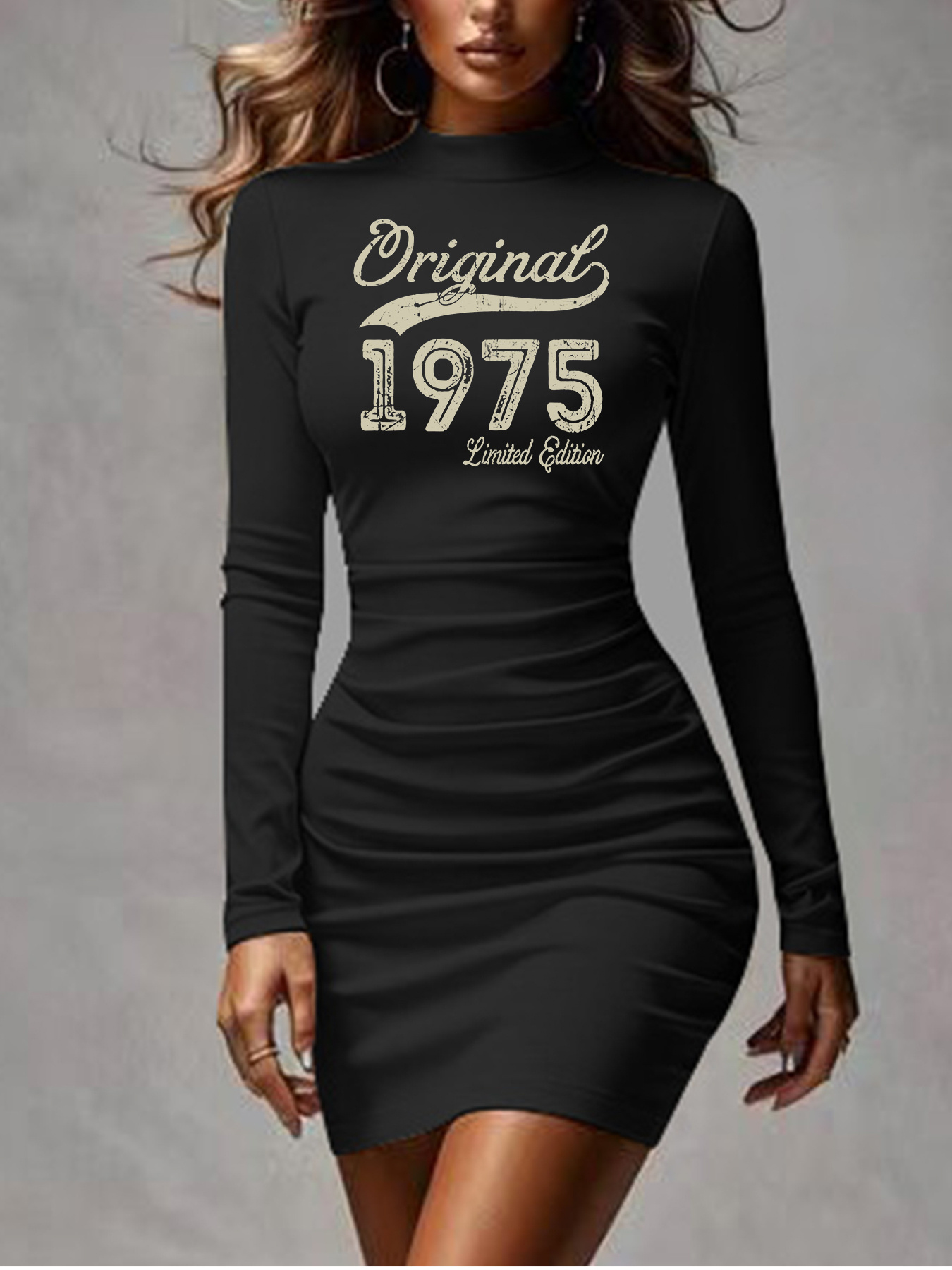 fitted lace wedding dress Long Sleeve Crewneck T-Shirt Dress Xs / Smokey Teal main image 1