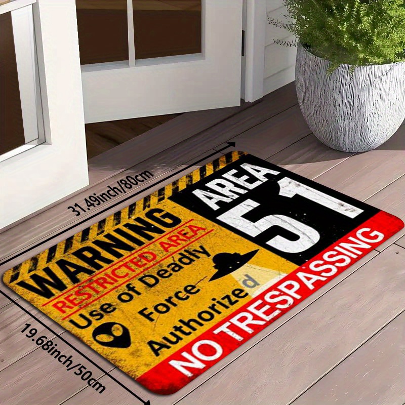 TEMU " " Retro Doormat - Machine Washable Non-slip Floor Mat With Yellow And Red Slogan Design For Indoor/ Outdoor Entrances, Living Room, Bedroom,