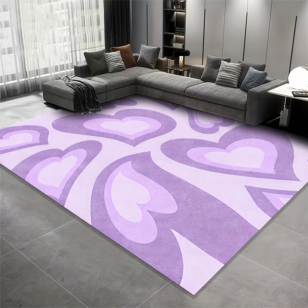 soft and thickened area rug   heart pattern light purple and light pink machine washable non slip soft and comfortable lightweight and durable suitable for bedroom living room office indoor playroom