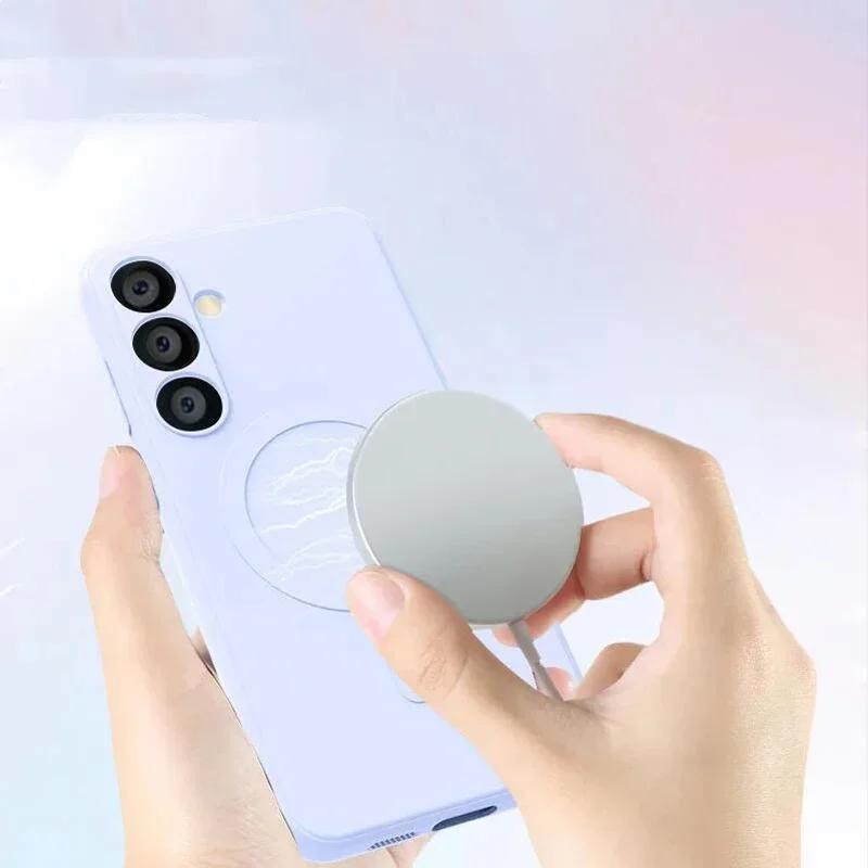 Phone Case - Liquid Silicone Magnetic Phone Case for Samsung Galaxy S25 S24 S23 S22 Ultra Plus A56 A55 A36 A16 A15 A35 Soft Matte Shockproof Shell Wireless Charging Protective Cover with Short Rope Wristband