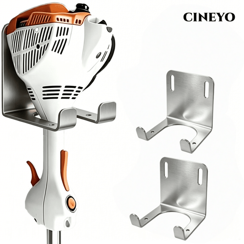 item picture 2pcs of modern stainless steel heavy duty wall mounted trimmer brackets resistant and rust proof tool racks large sized wall mounted garage storage shelves tool organization hooks specifications