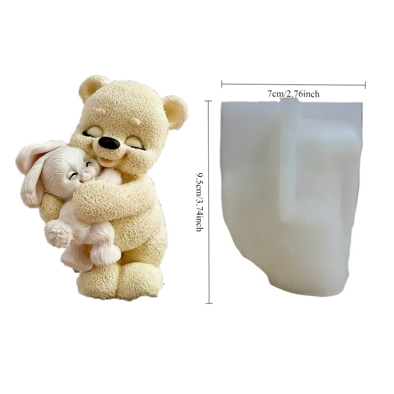 E-shop Harzform 3D Stehender Teddybär Umarmender Hase Silikonform, für Figur & , Ideal für Weihnachten, Ostern, Valentinstag & Einweihung