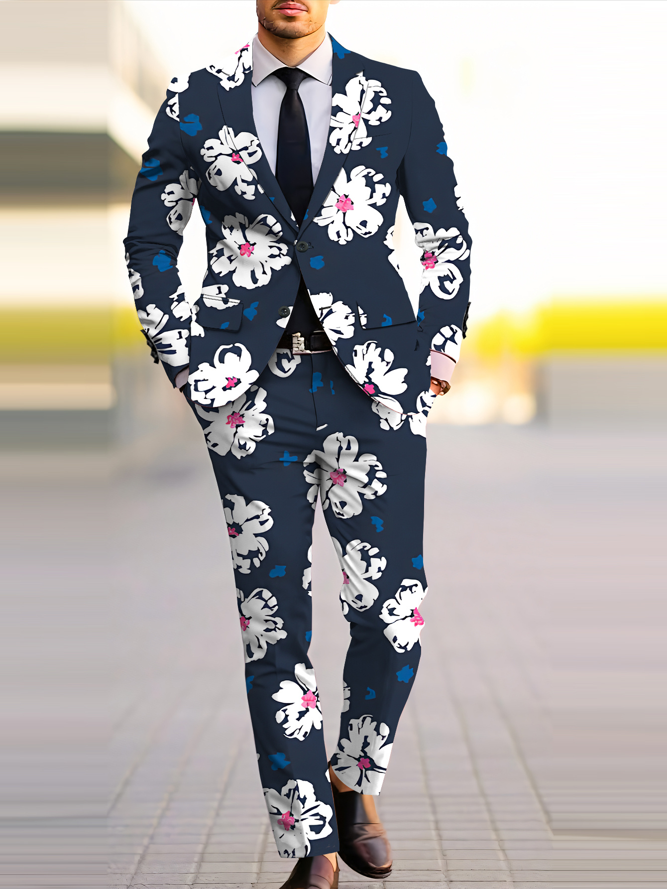 traje casual floral hombre flores blancas rosas Temu Mexico